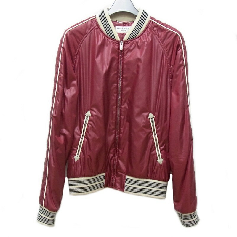 Giacca Bomber Saint Laurent Paris Nylon Bordeaux Uomo 44 Club Casual