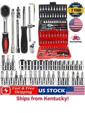 46 Piece Socket Ratchet Wrench Set with Screwdriver. Multipurpose Repair Toolkit