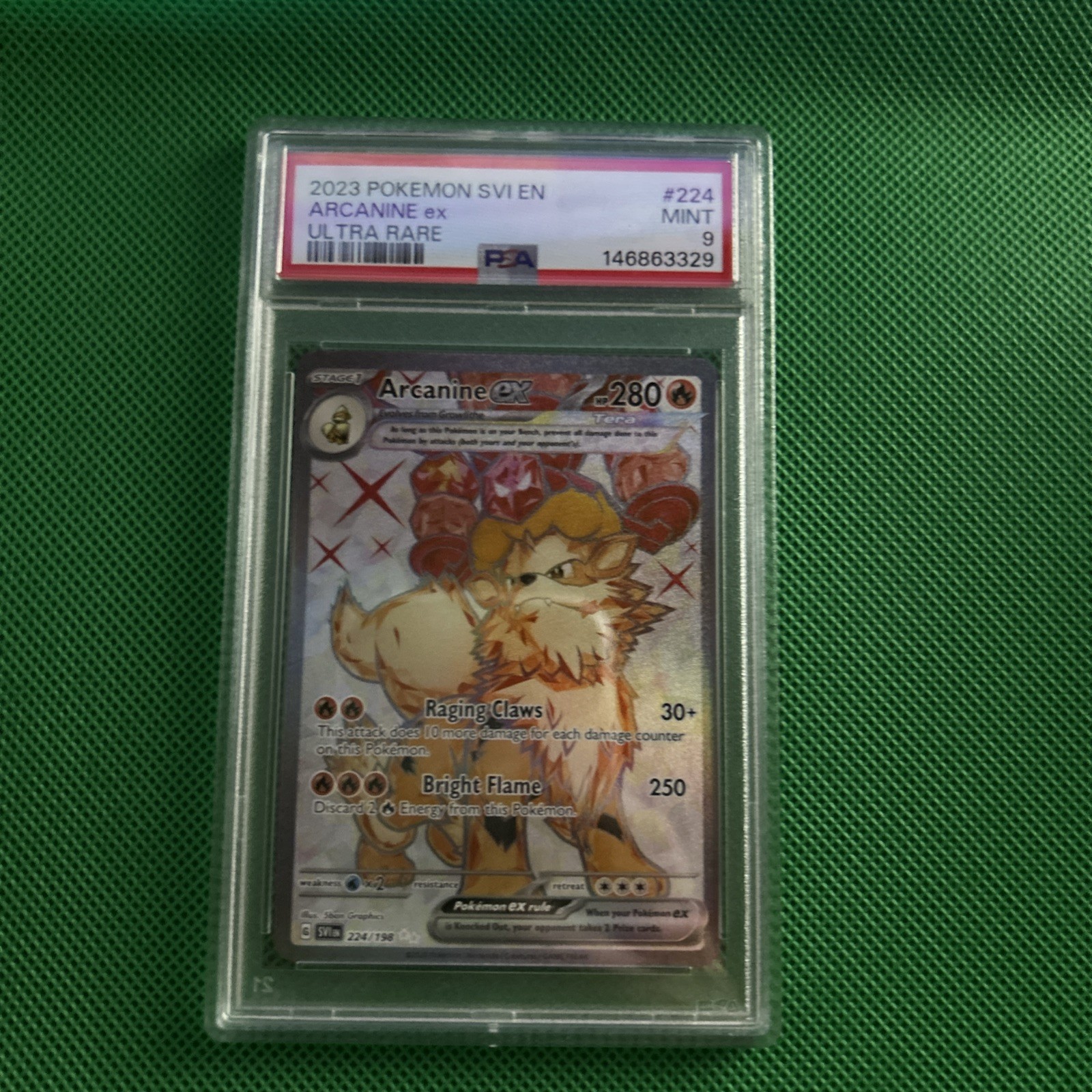 PSA 9 MINT Arcanine ex Full Art 224/198 Pokemon Scarlet & Violet TCG Card
