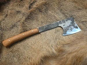 Hand Forged Camping Hatchet with Red Oak & Steel Pin Handle Hunting Blacksmith