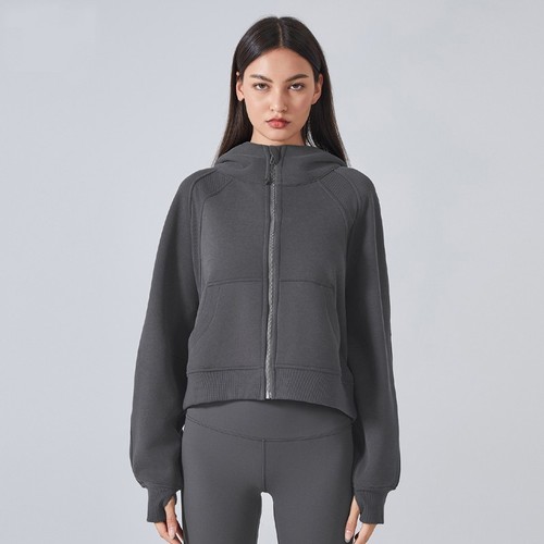 Mujer Vellón Forrado Cremallera Sudadera con Capucha Calce Suelto Chaqueta Deportiva Yoga Sudadera Abrigos - Imagen 14 de 23
