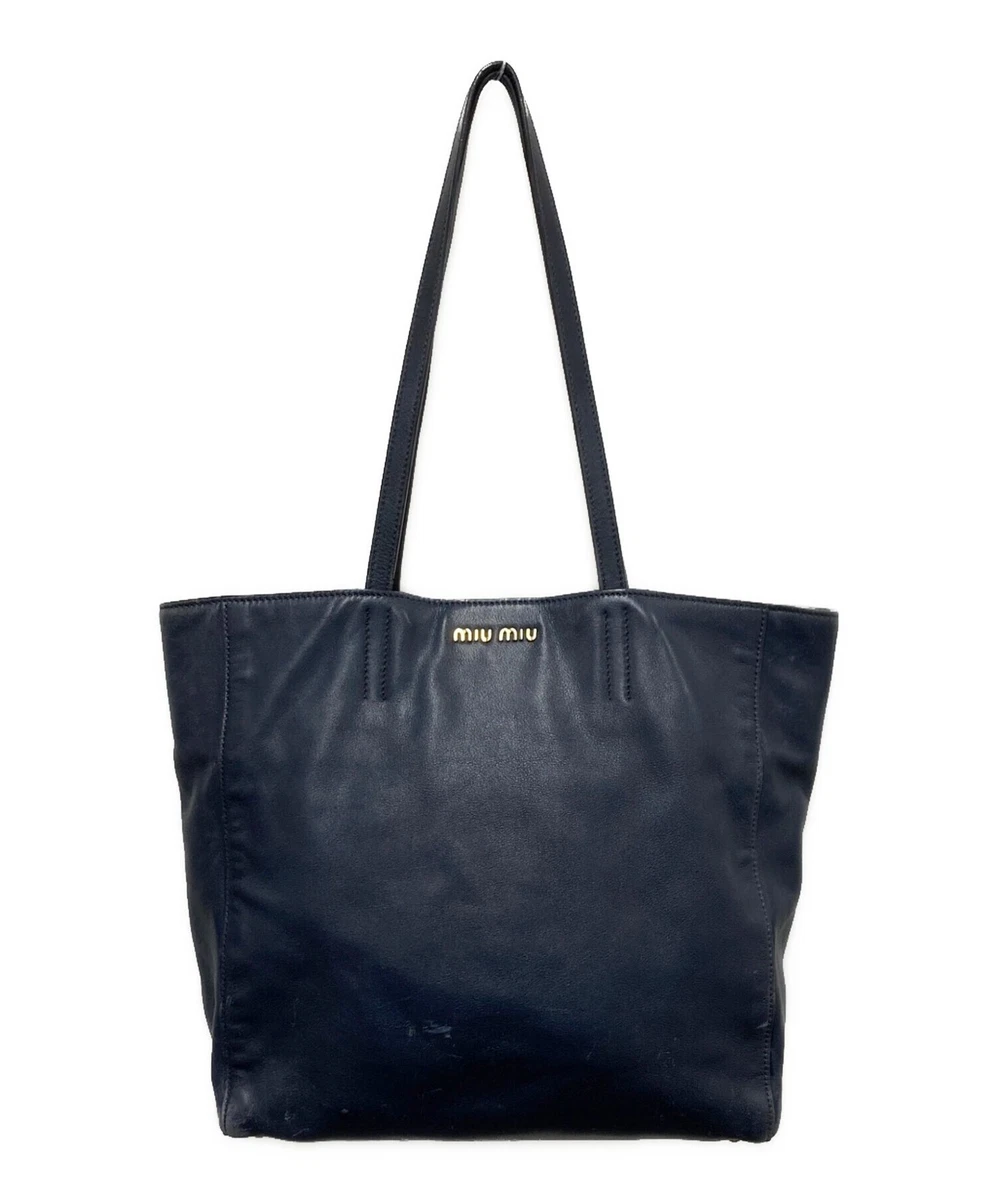 MIU MIU ネイビー本革トートバッグ Blue Miu Miu Tote Bags & Handbags for Women for sale | eBay