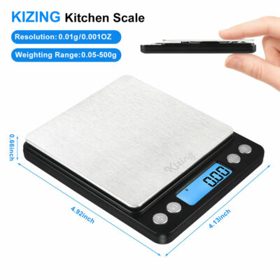 Portable 0.01g - 500g Black Digital Scale Jewelry Pocket Balance Weight Gram LCD