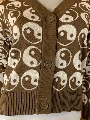 NWT Nikka K Yin Yang Brown Button Up Sweater Cardigan XS | eBay