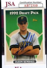Jason Kendall Jsa Coa Signed 1992 Topps Rookie Autograph