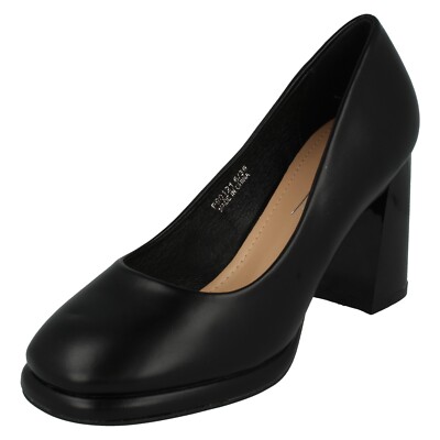 Damen Anne Michelle Schwarz Lack Blockabsatz: F90121
