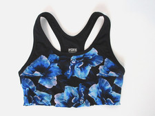 Women's Sz XS PINK BY VICTORIA SECRET Black And Blue Floral Ultimate Sport Bra