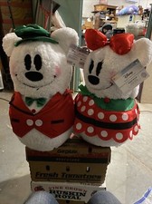 NWT Disney Mickey, Minnie 24  Plush Sherpa Door Greeter Christmas Stuffed Animal