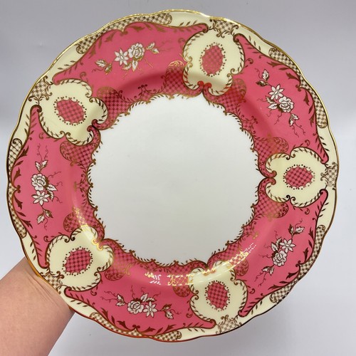 4 Royal Swansea Scalloped Pink Gold Floral Dinner Plate 10.5” England Bone China - Picture 2 of 11