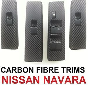 2004-2014 Nissan Navara D40/R51 4 Porte Fenêtre Interrupteur Trim Set-Fibre de Carbone