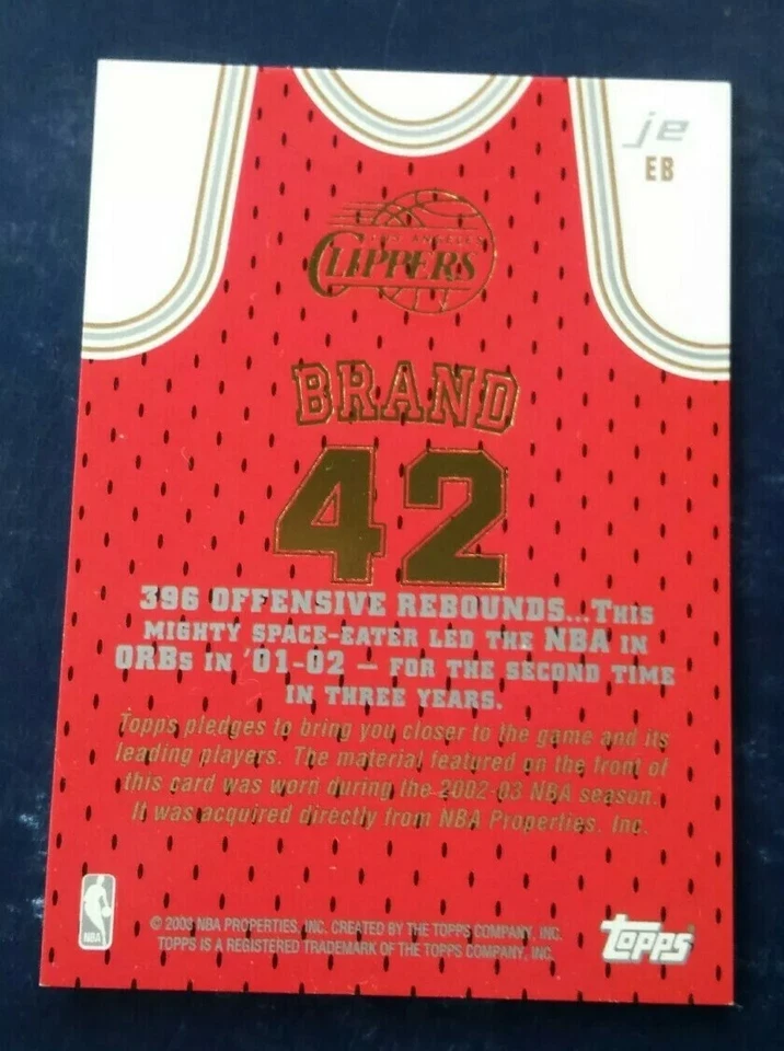 2002-03 Topps Jersey Edition Elton Brand Game Worn Jersey JE-EB - Image 2 of 2