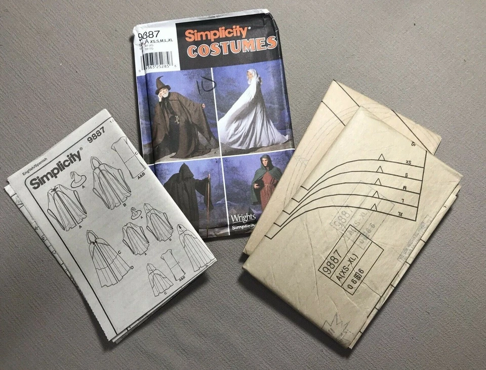 Costumes Pattern Wizard Renaissance Faire, Simplicity 9887 Sizes XS to XL Uncut - Image 2 of 4