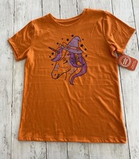 Wonder Nation Girls Halloween Orange Unicorn Short Sleeve Tee XXL 18 