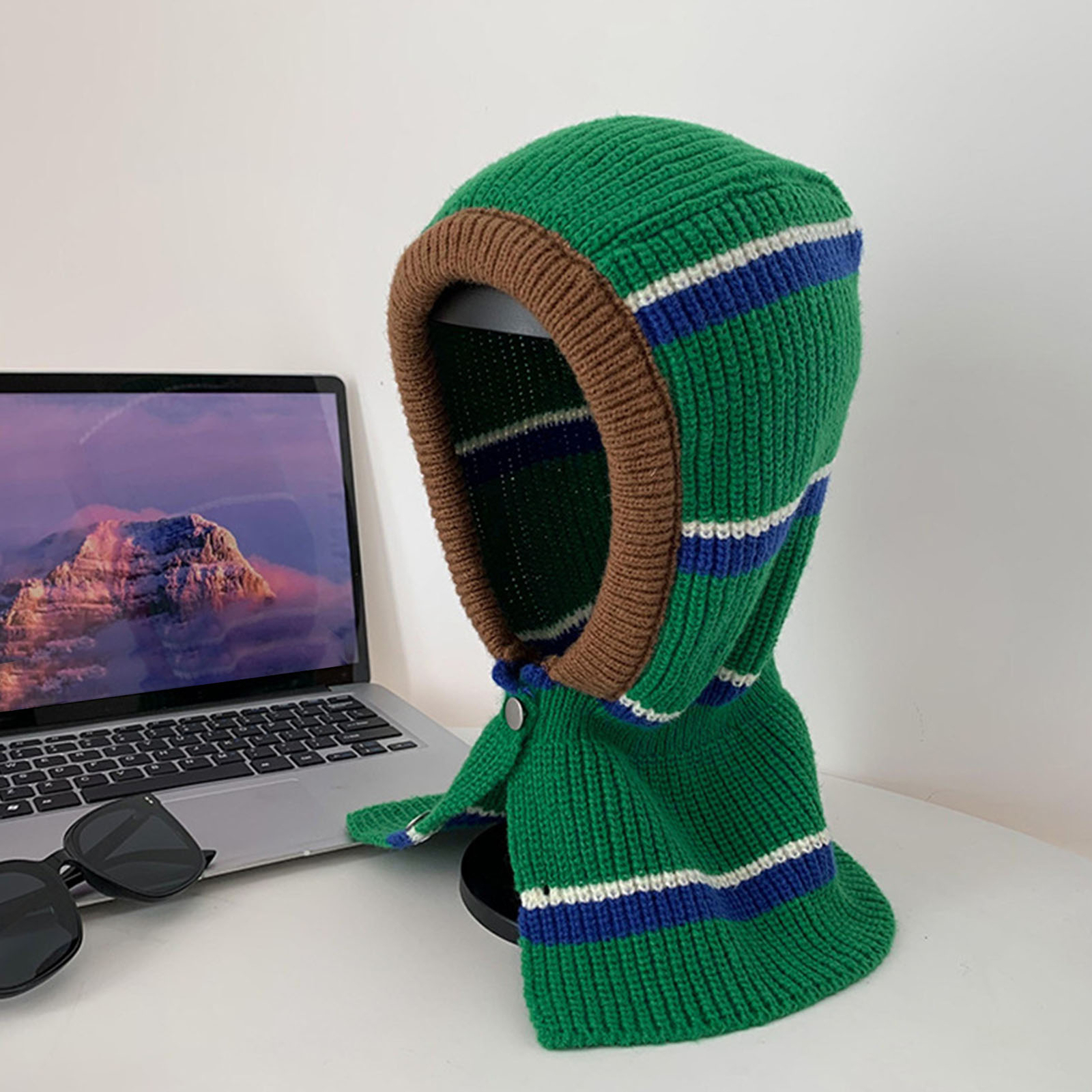 Knitted Beanie Handmade Neck Protection Fall Winter Knit Adults Beanie Scarf Cap eBay