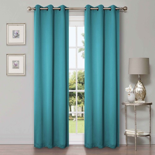 Solid Classic Modern Grommets Room Darkening 42" Wide Blackout Curtain Panel Set - Picture 10 of 206