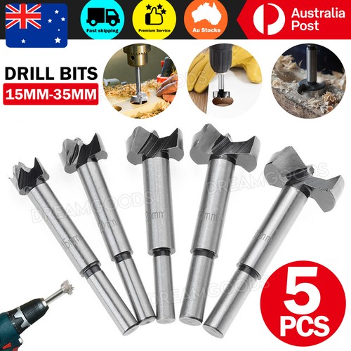 5X Forstner Woodworking Drill Bit Set 15-35mm Boring Hole Saw Cutter ...