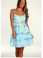 LILLY PULITZER Alexi Dress Resort White High Tide Toile Print Size 2