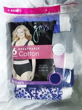 PACK 6 JMS JUST My SIZE WOMEN'S BREATHABLE COTTON BRIEFS SIZE 10 or 18/20