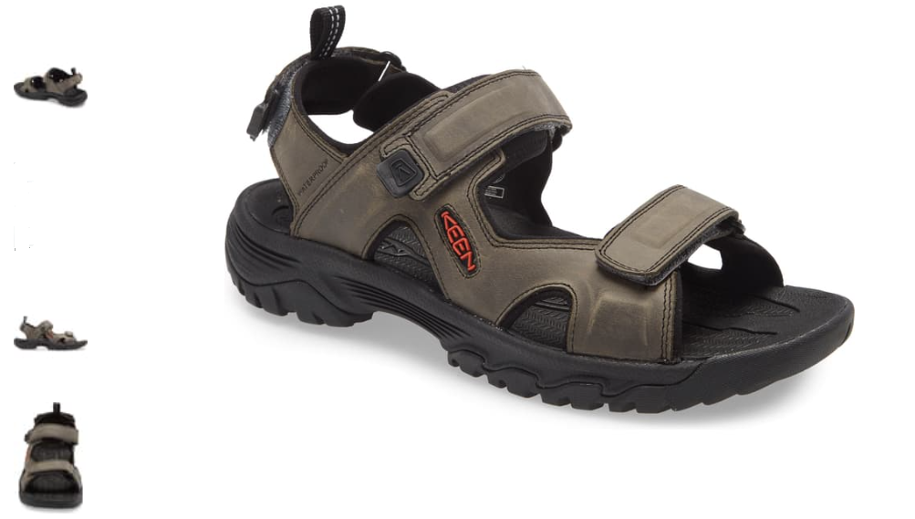Keen Targhee III Open Toe Sandals For Men – Gray/Black, Adjustable Hook & Loop, Breathable Leather, Outdoor Comfort, Medium Width (Sizes 7-15) - View #3