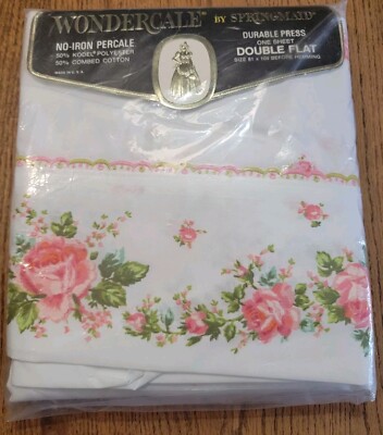 Vtg New Wondercale By Springmaid Double Flat Rosegay Flowers Shabby Chic 81x104