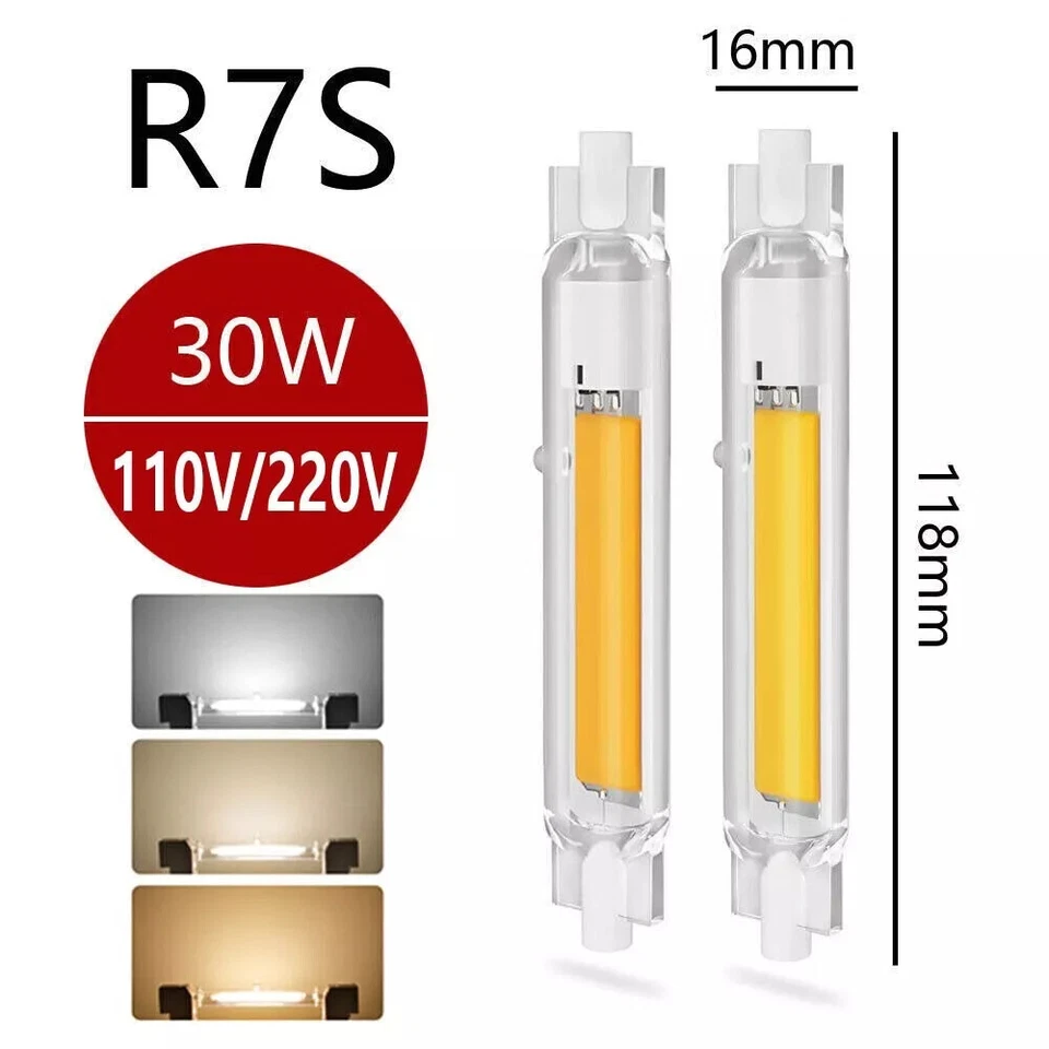 r7s 110V 220V led 78mm 118mm Dimmable Halogen Glass COB Tube High Power Bulb - Image 3 of 4