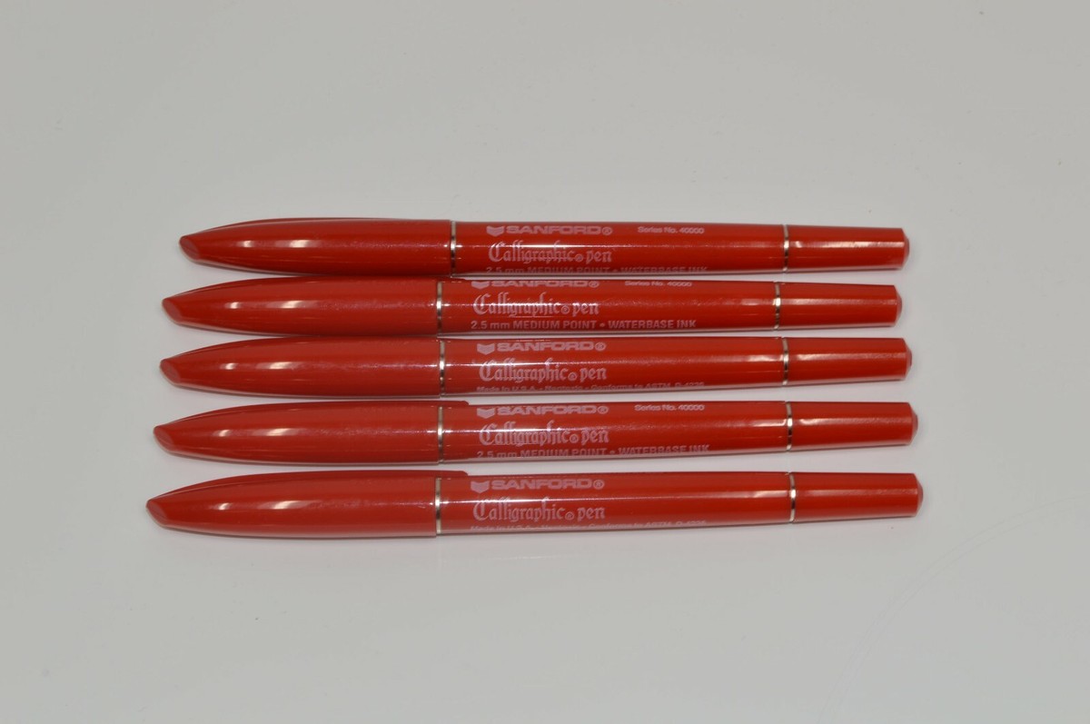Lot of Sanford Red Calligraphic Vintage Pen Calligraphy Markers