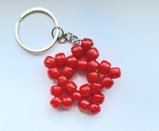 Handmade Red Star Kandi Bead Keychain - Beaded Keyring Accessory