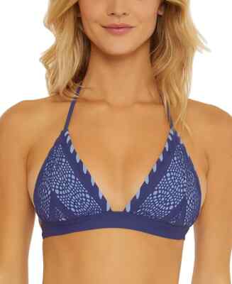 Becca Triangle Crochet Bikini Swim Top Color Play Deep Water Blue Women's Size M