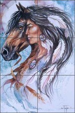 Ceramic Tile Mural Backsplash Taylor Native Horse Art JTA023