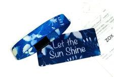 ZOX **LET THE SUN SHINE - Blue** Silver Single med NIP Wristband w/Card