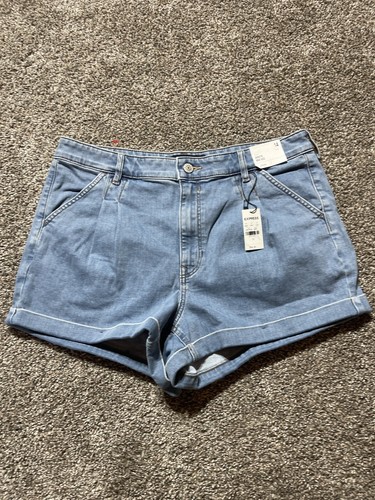 Express Shortie Super High Rise Mom Shorts Women's Size 14 Blue Denim | eBay