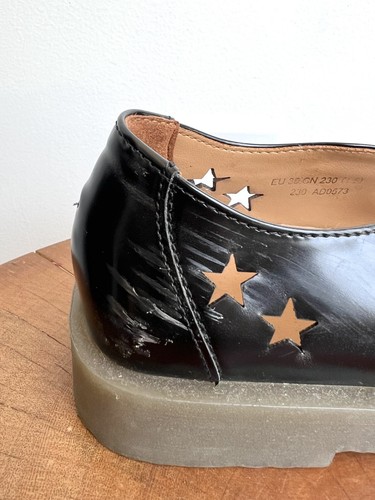ACNE STUDIOS Beryjane Negro Estrella Recorte Cuero Vegano Grueso Plano Mary Janes 36 - Imagen 7 de 9