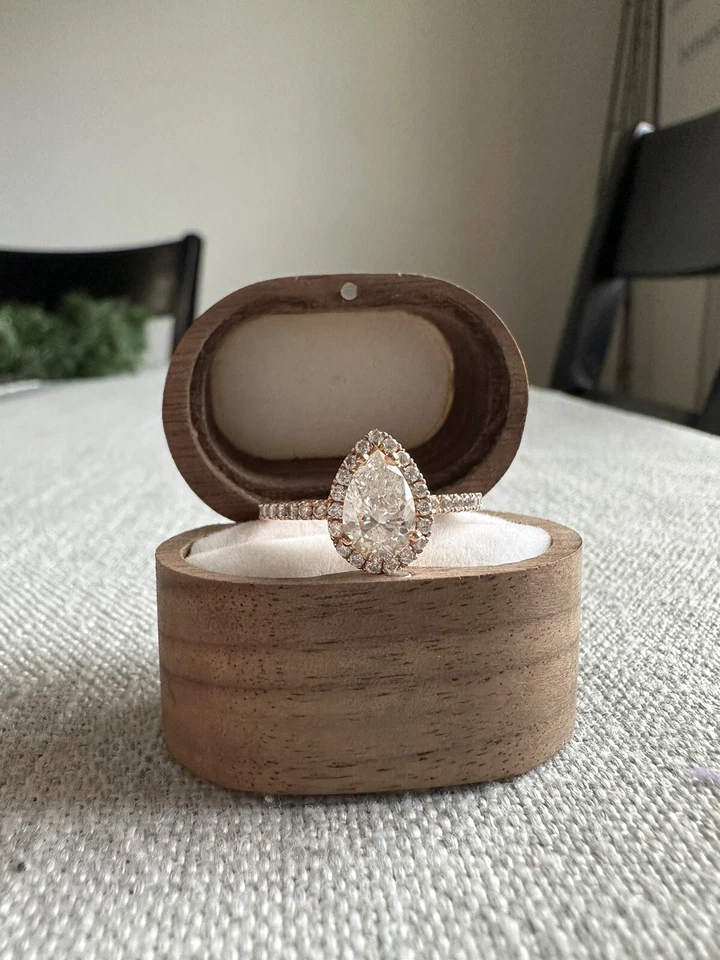 Pear Shaped Rose Gold Natural Diamond Engagement Ring Pear Brilliant 1.20 Carat - Image 2 of 4