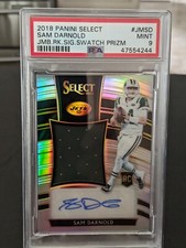 2018 PANINI SELECT SAM DARNOLD JUMBO ROOKIE SIGNATURE SWATCH PRIZM 9/35 PSA 9