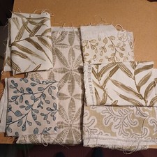 Green, Blue and Brown Upholstry Fabric Bunlde Various Sizes, Remnants