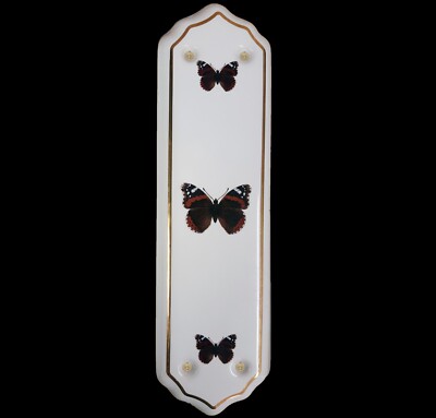 Ceramic Tür-Fingerplatte White Roter Schmetterling Design (Each)
