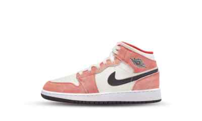 Air Jordan 1 Mid SE Orange Suede  Rosa Hellrosa Pink Damensneaker Kindersneaker