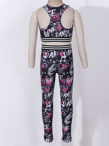 UK Kids Girls Leggings Sets Athletic Sports Outfits Racer Back Tank Skinny Pants - Picture 60 of 97