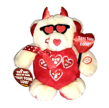 Dan Dee Test Your Love White Valentine Devil Bear 10in Plush Hang Tag Works