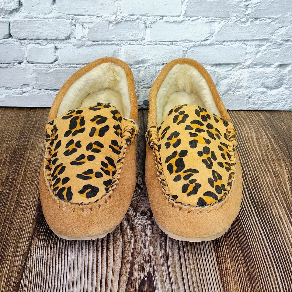 Clarks Mujer 10 Cuero Mocasín Piel Sintética Moc Puntera Zapatilla Marrón Estampado Leopardo Foto 3 de 4