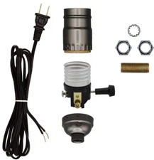 Creative Hobbies Make a Lamp Kit with Basic Hardware - Black Cord, Grey Socket