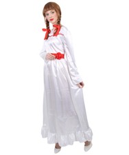 Annabelle Doll Costume Scary Horror Movie Dress Creepy Halloween Fancy Outfit