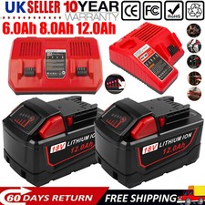 12.0AH Battery For Milwaukee for M18 18V Extended Li-Ion 48-11-1880 Dual Charger