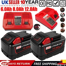 12.0AH Battery For Milwaukee for M18 18V Extended Li-Ion 48-11-1880 Dual Charger