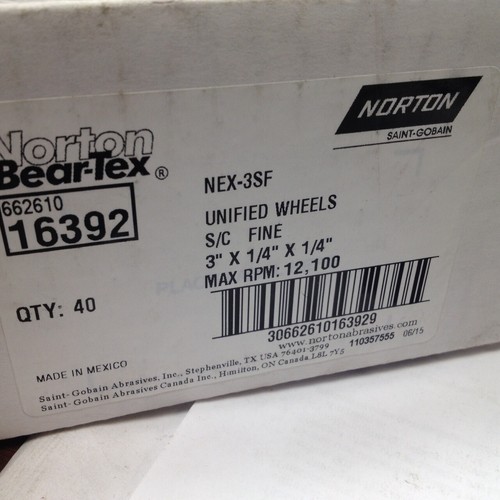 Norton BearTex, NEX3SF, Unified Wheel, 3"X1/4"X1/4" S/C Fine, 16392 eBay