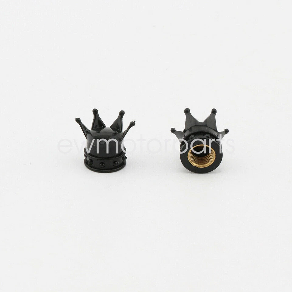 2x Tapas de vástago de válvula de neumáticos de rueda de corona universales negras para Yamaha Foto 2 de 4