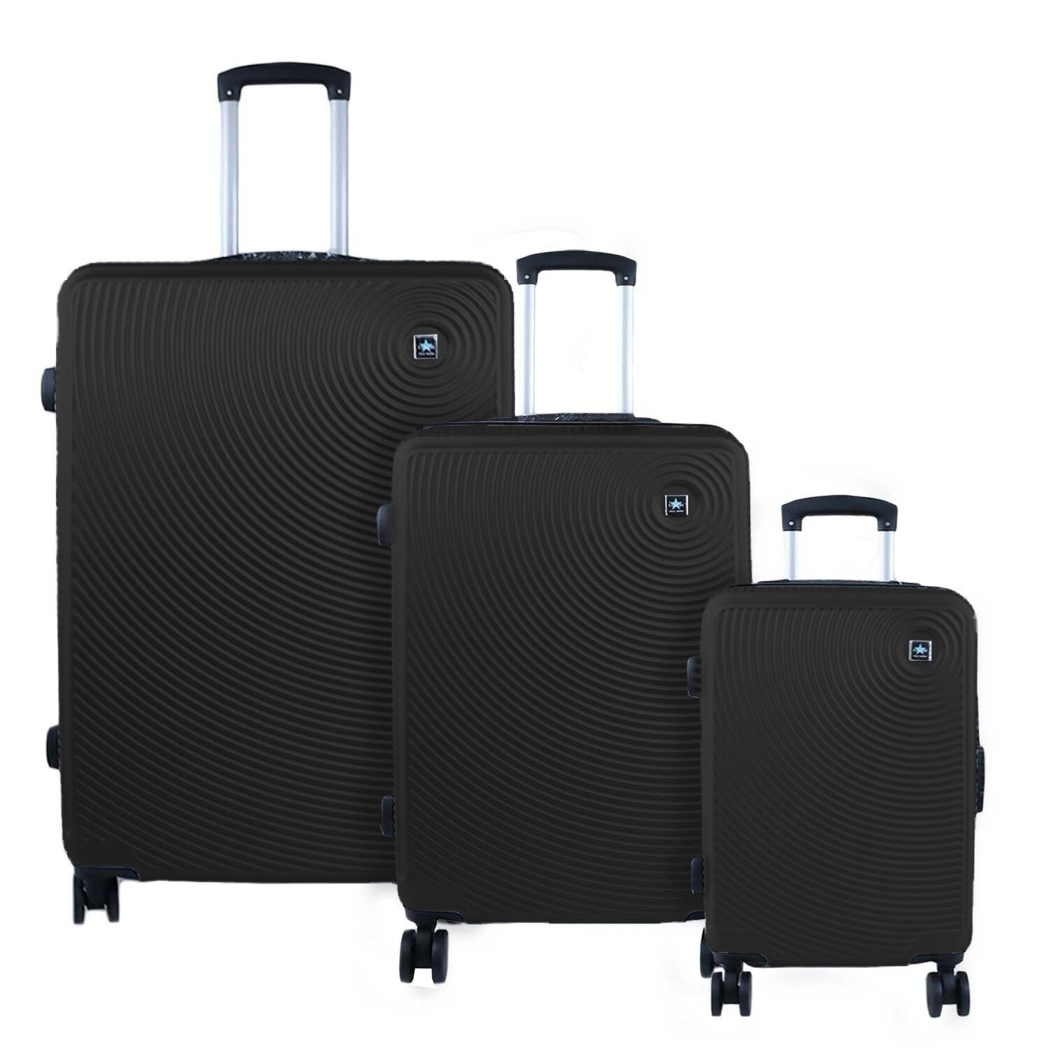 Set Valigie Rigide Coveri Miami Nero - 3 Pezzi in ABS Anti-Urto