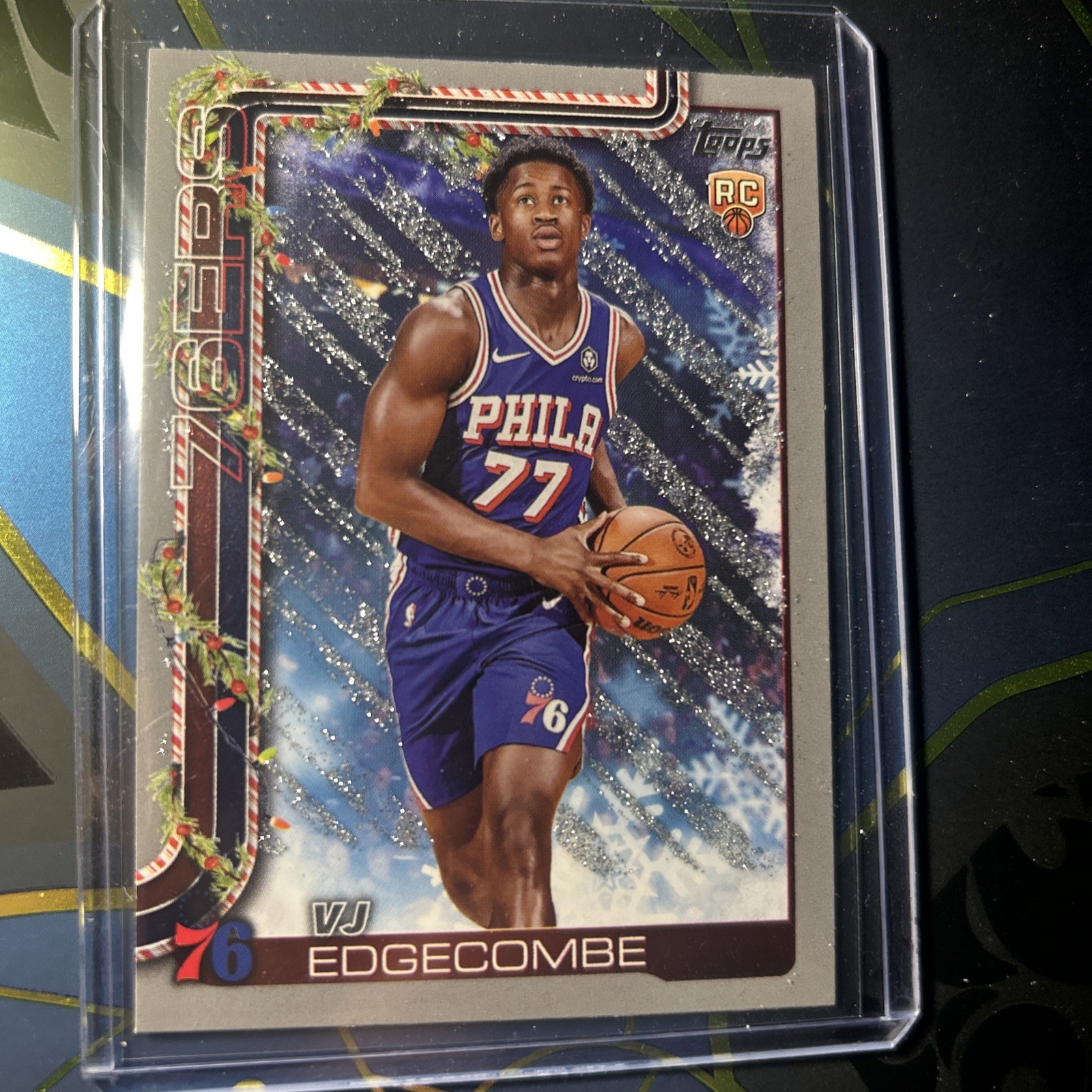 2025-26 Topps Holiday - VJ Edgecombe #H163 Holiday Silver Glitter (RC)