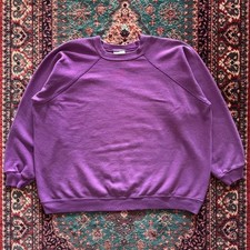 Vintage Hanes Her Way Purple Raglan Sweatshirt Size XL Made in USA