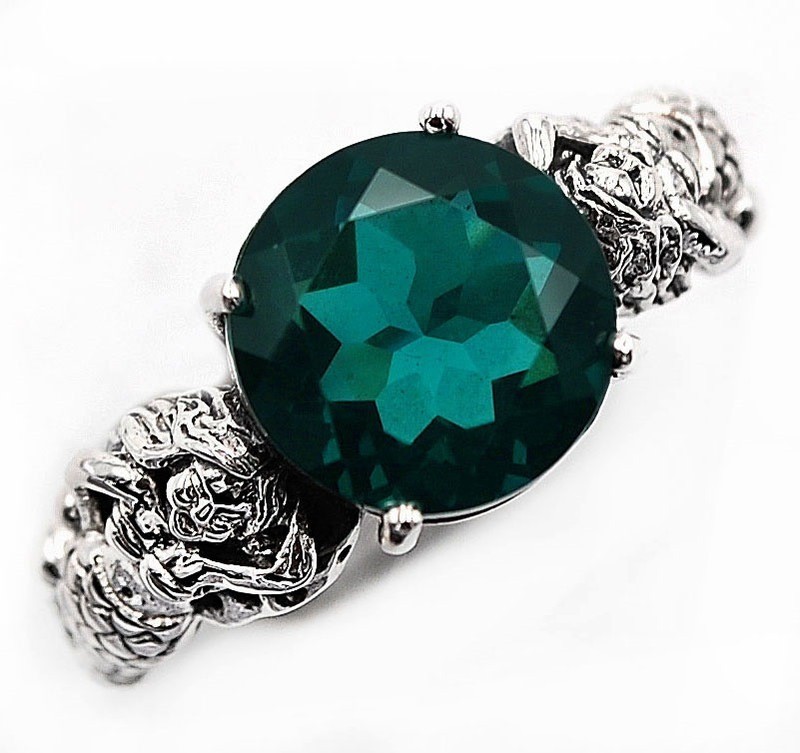 Mermaid 1CT Heat Treated Tourmaline 925 Sterling Silver Ring Jewelry Sz 6 Z6-1
